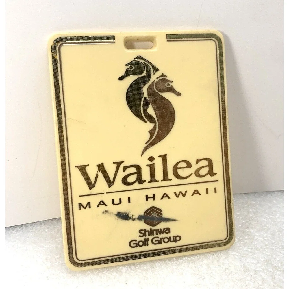 Wailea Maui Hawaii Bag Luggage Tag Shinwa‎ Golf Group, Seahorse Logo